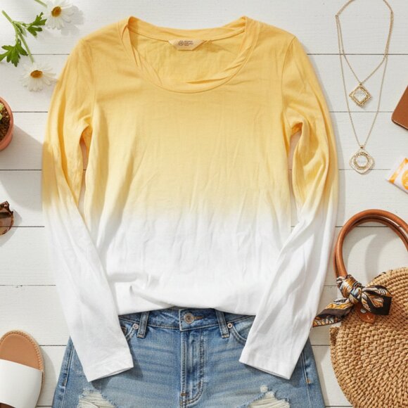 Candace Cameron Bure Tops - Candace Cameron Bure Dip-Dye Twist Neck Top | Apricot | Medium